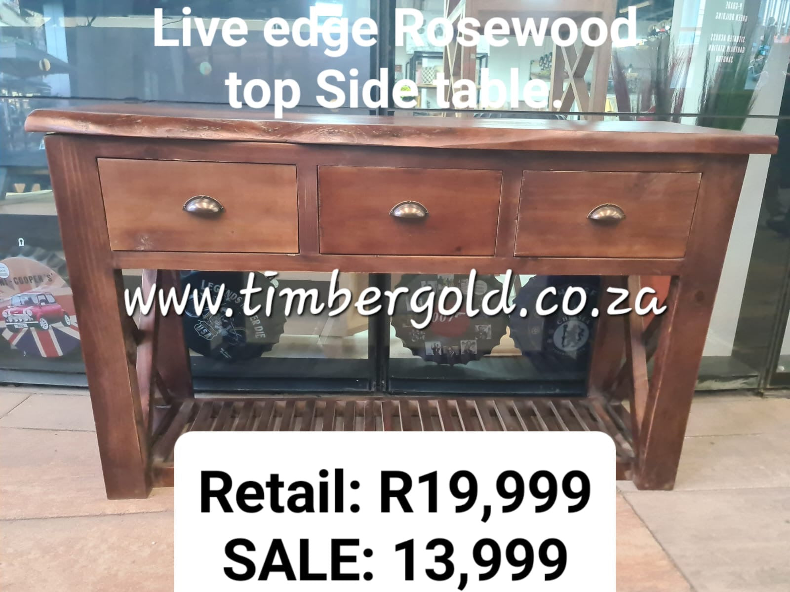 Live Edge Rosewood top side table