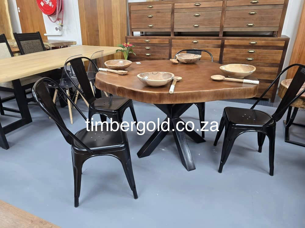 Live edge African maple, finished in Mahogany.