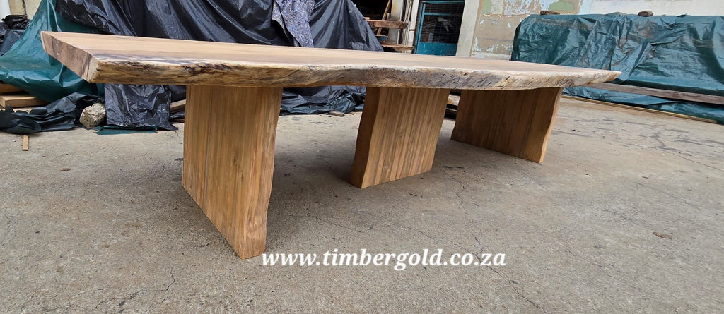 Live edge Wild Walnut Dining table with Teak(Tectona grandis insert) Table/Conference Table