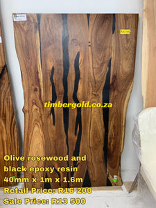 Olive rosewood with black epoxy resin