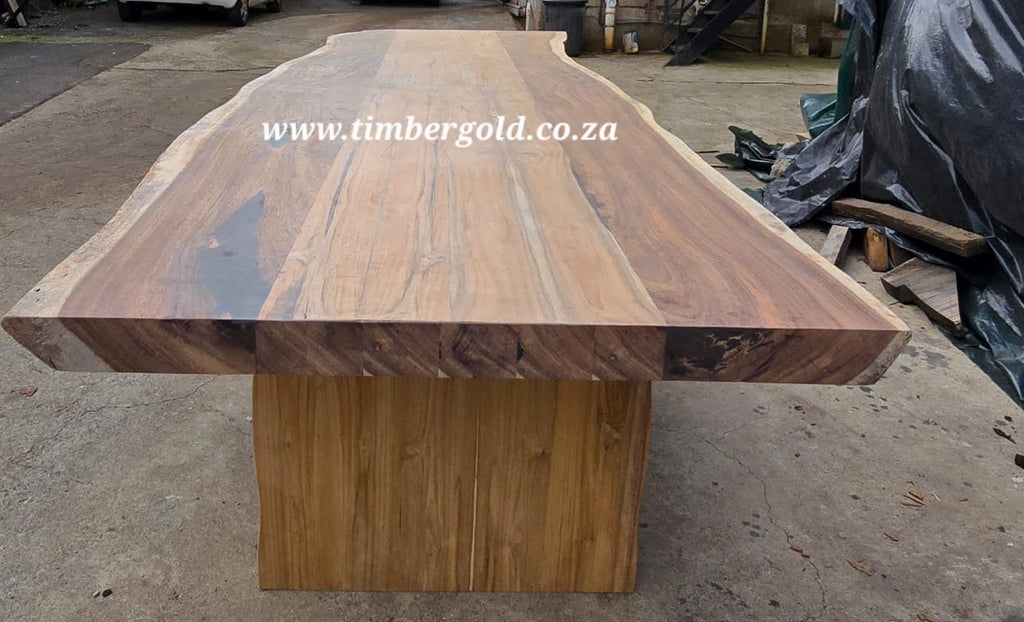 Live edge Wild Walnut Dining table with Teak(Tectona grandis insert) Table/Conference Table