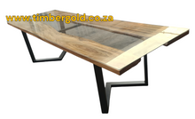 Load image into Gallery viewer, Golden walnut table with glass top
