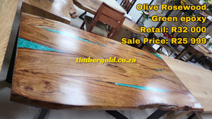 Olive rosewood and green epoxy resin