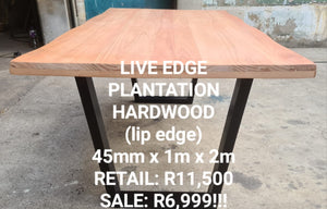 Live edge plantation hardwood