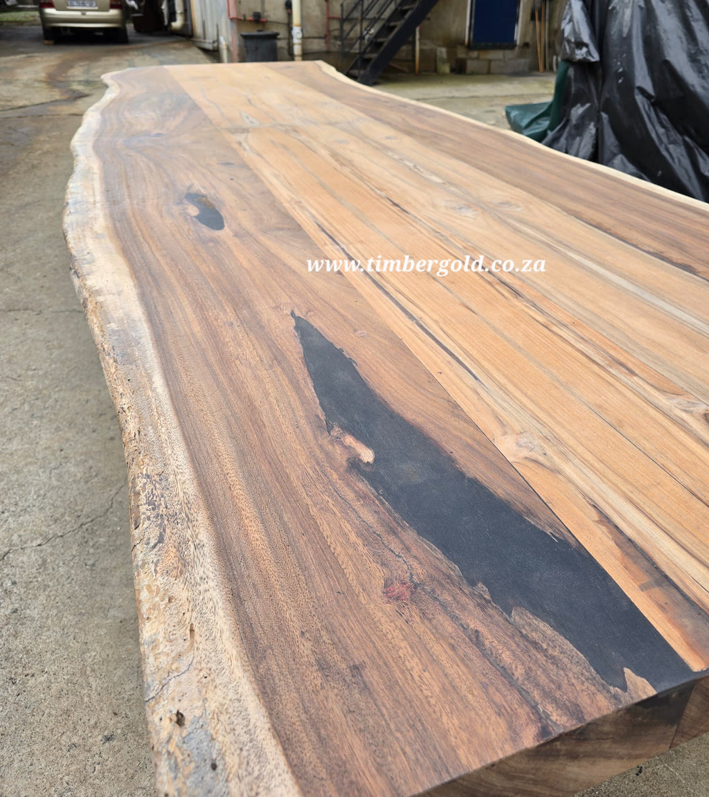 Live edge Wild Walnut Dining table with Teak(Tectona grandis insert) Table/Conference Table