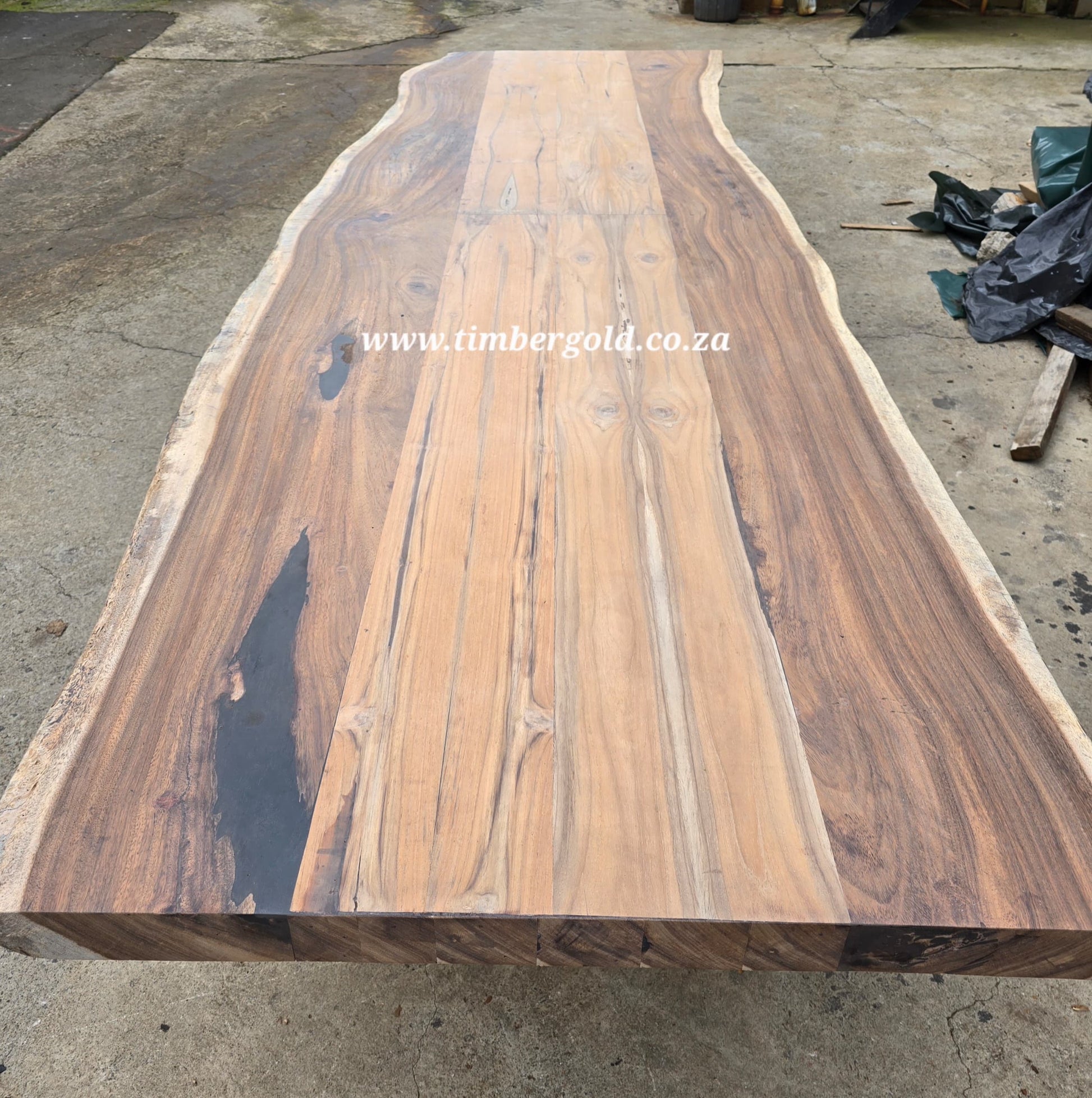 Live edge Wild Walnut Dining table with Teak(Tectona grandis insert) Table/Conference Table