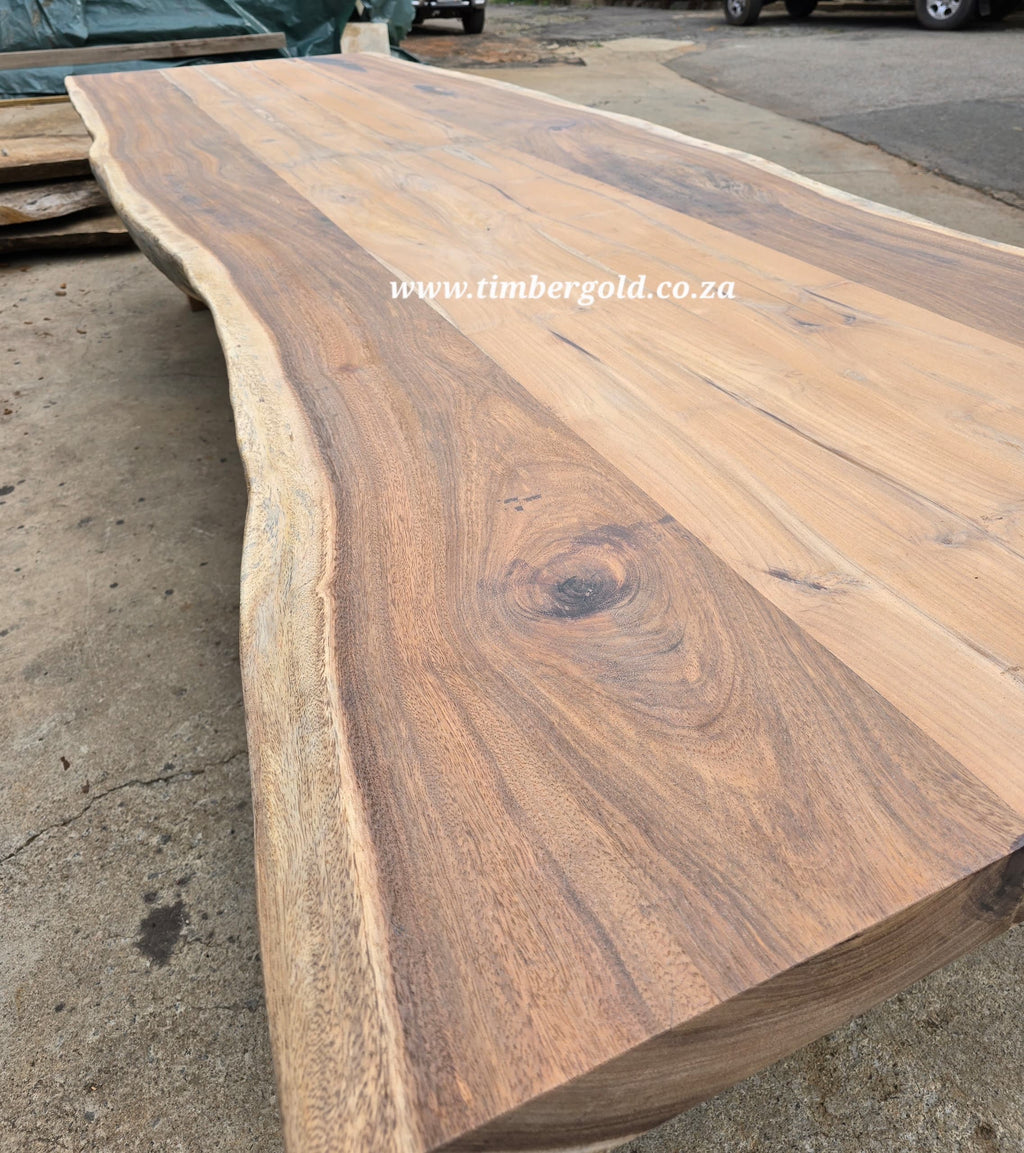 Live edge Wild Walnut Dining table with Teak(Tectona grandis insert) Table/Conference Table