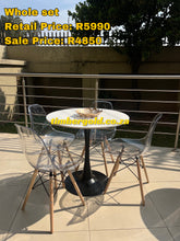 Load image into Gallery viewer, Sintered stone and clear dining table chairs set
