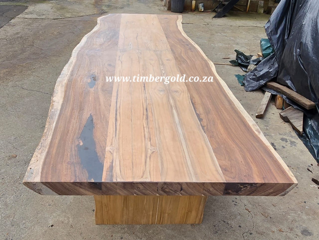 Live edge Wild Walnut Dining table with Teak(Tectona grandis insert) Table/Conference Table