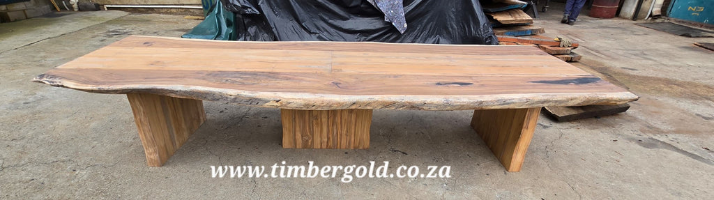 Live edge Wild Walnut Dining table with Teak(Tectona grandis insert) Table/Conference Table