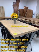 Load image into Gallery viewer, Cream washed solid wooden pine table
