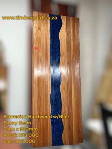 Plantation Hardwood with Dark Blue Epoxy Resin