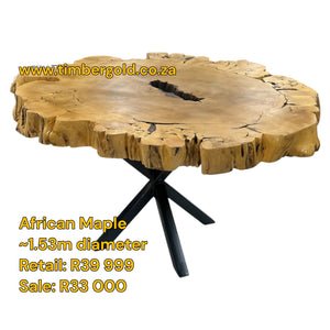 African Maple Round Live Edged Table