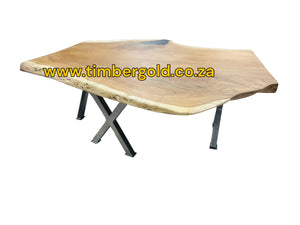 Wild Kiaat Coffee Table with Black Translucent Epoxy