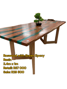 Rosewood and green epoxy resin table