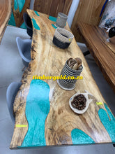 Load image into Gallery viewer, Golden walnut with light blue epoxy resin
