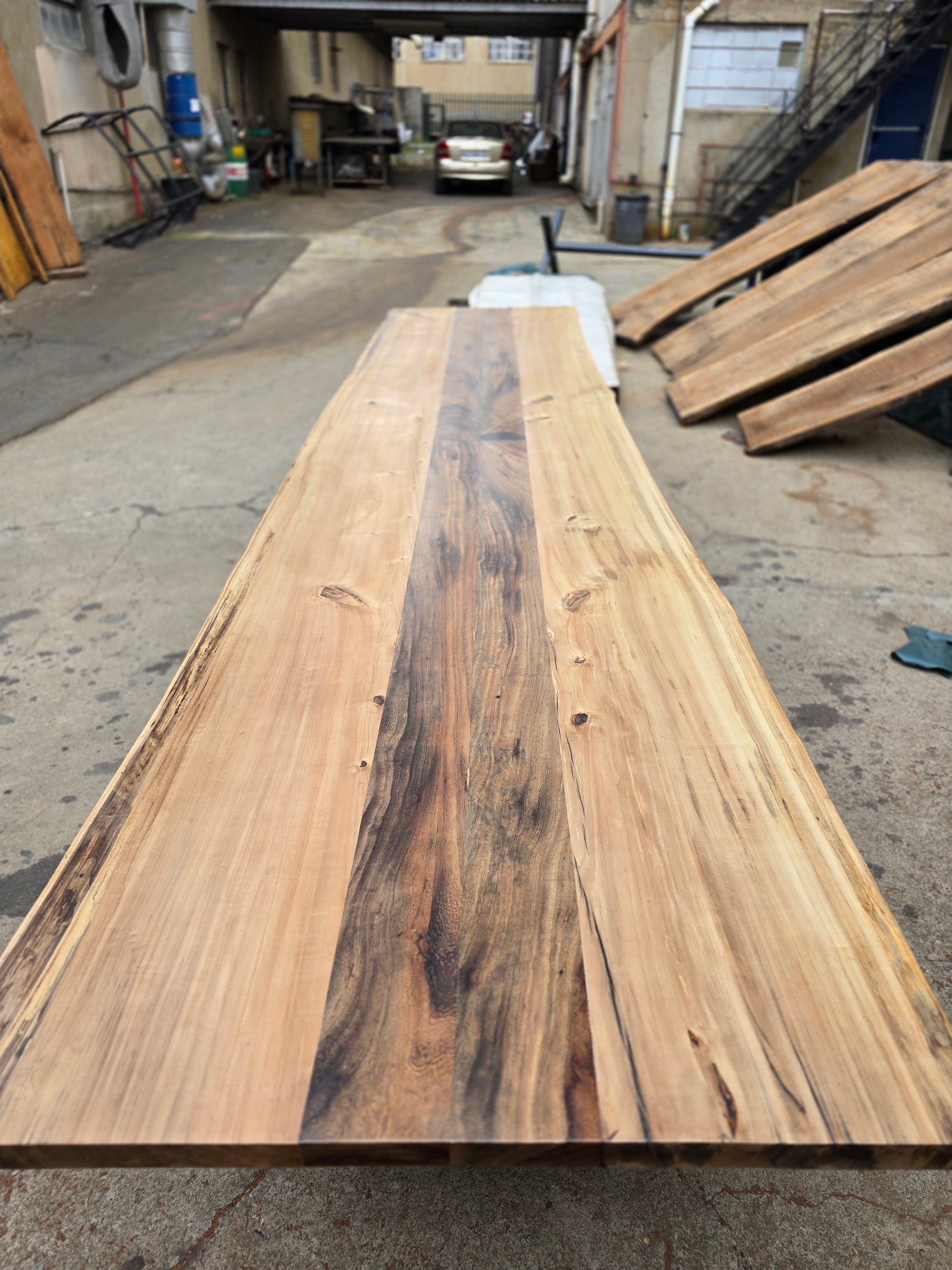 Live edge Cotton wood and African wild Oak