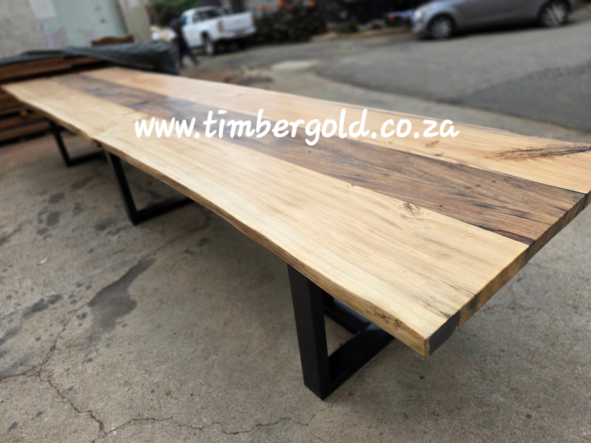 Live edge Cotton wood and African wild Oak