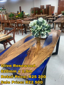 Olive Rosewood with Blue Epoxy Resin