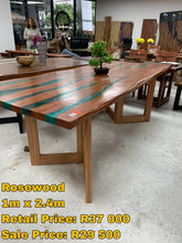 Load image into Gallery viewer, Rosewood and green epoxy resin table
