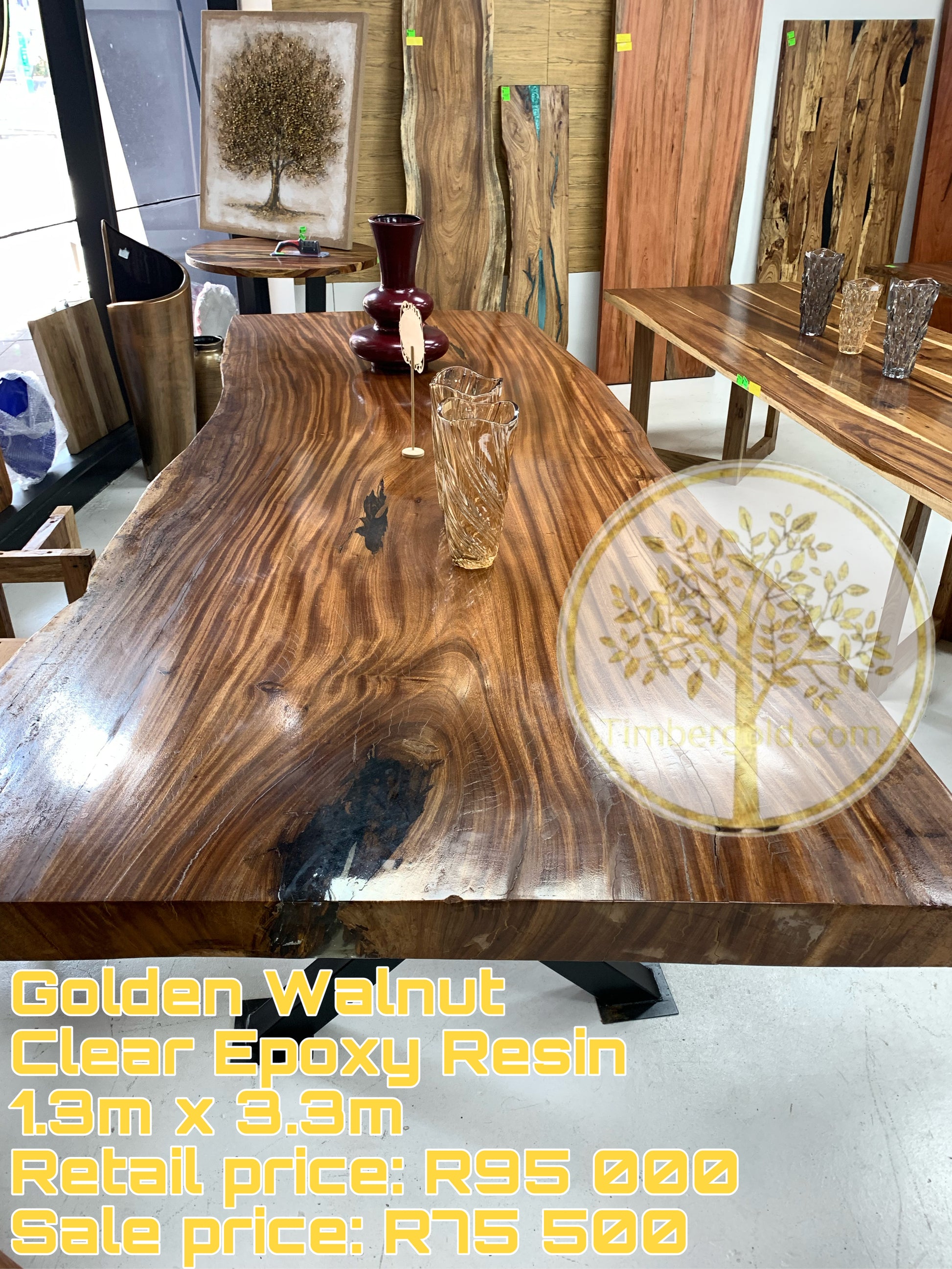 Golden Walnut with Clear Epoxy Resin fill