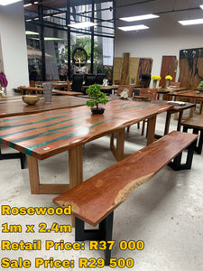 Rosewood and green epoxy resin table