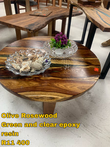 Olive Rosewood table with epoxy