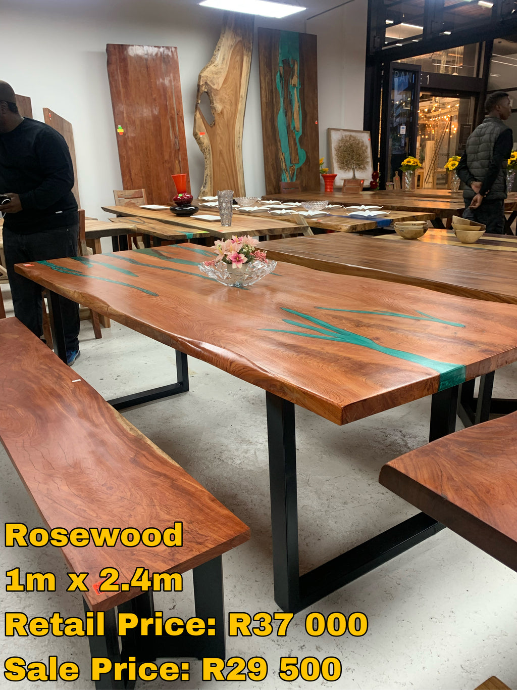 Rosewood and green epoxy resin table