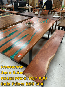 Rosewood and green epoxy resin table